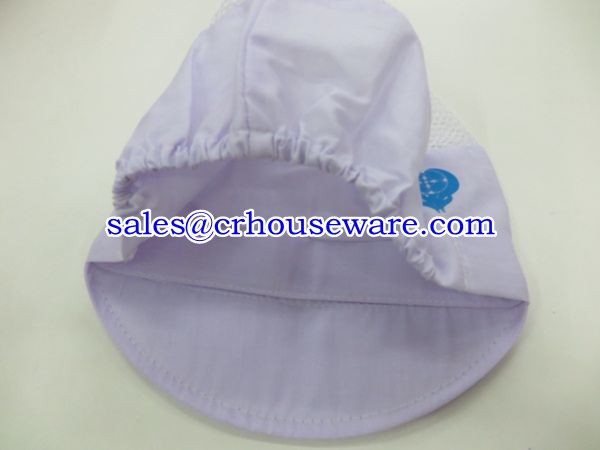 หมวกทรงแก็บด้านหลังเป็นตะข่าย มีระบาย สีขาว 044-TMV-2098