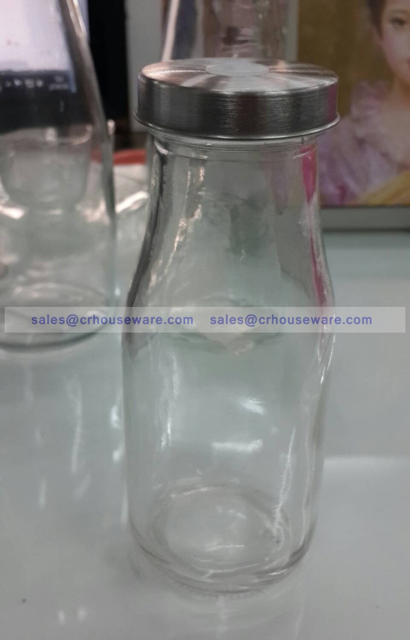 ขวดแก้ว ฝาสแตนเลสมีรูซิลิโคล 300 มล. 005-BSH-300