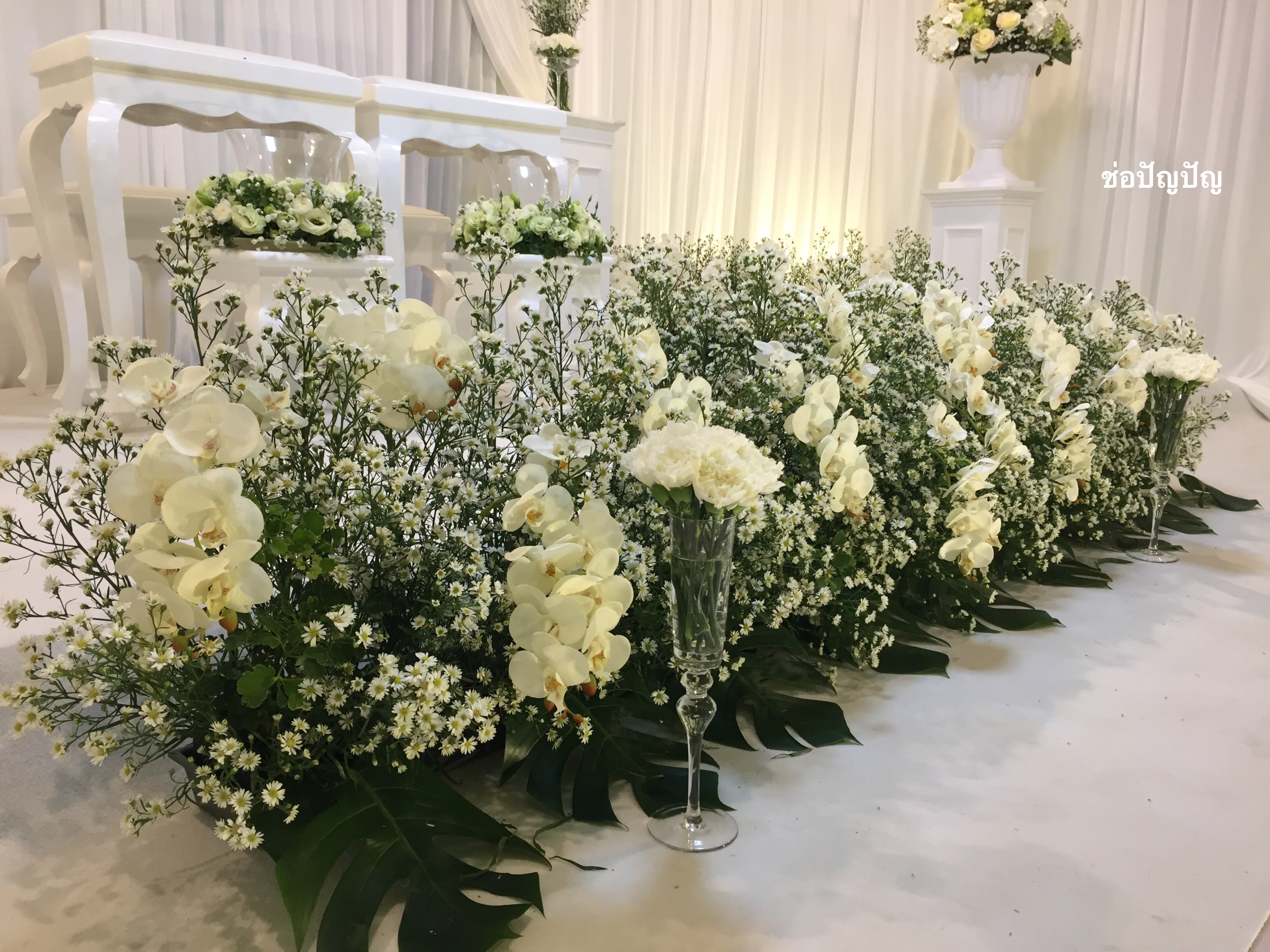 สถานที่หลั่งน้ำสังข์,แบคดรอปหลั่งน้ำสังข์ โทนขาวเขียว