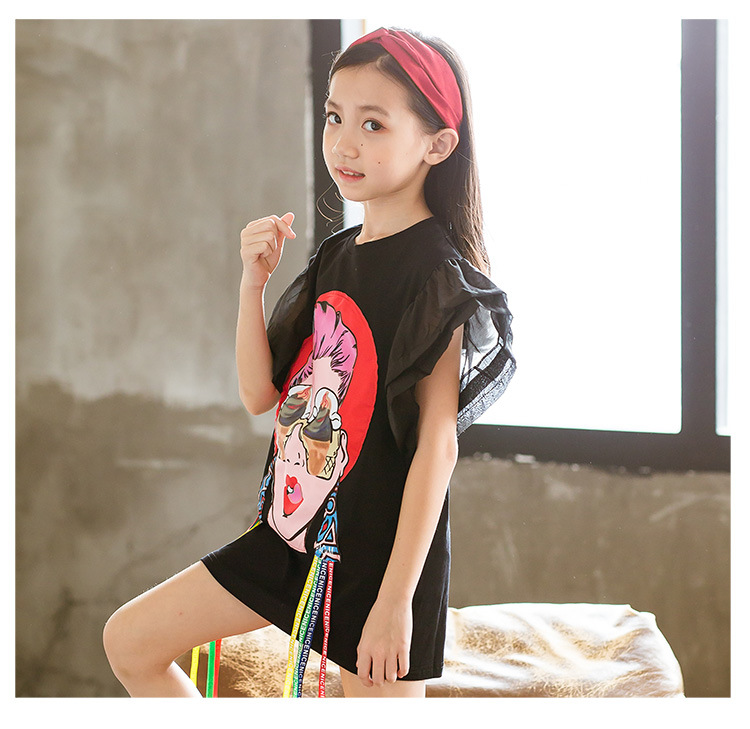 พร้อมส่ง ชุดเด็ก มินิเดรส แขนระบาย ลายกระต่าย