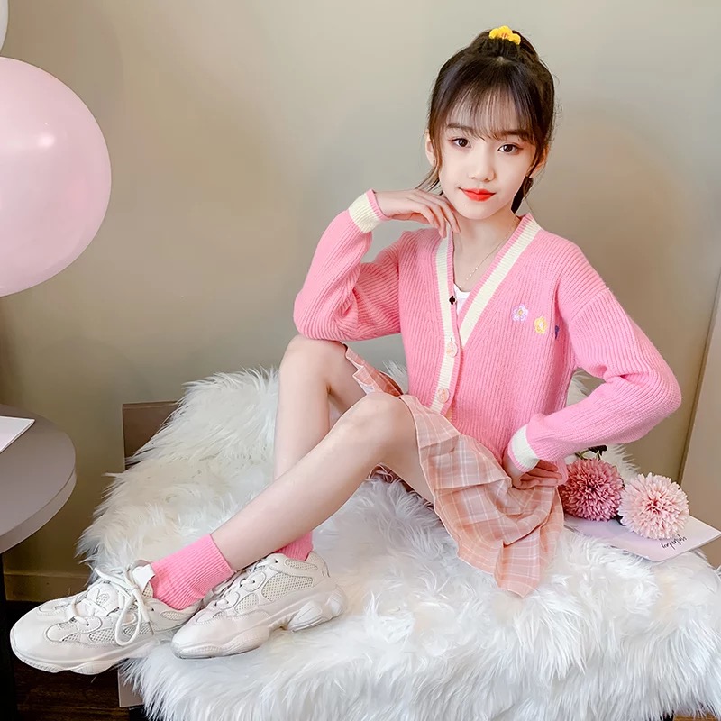 F-กันหนาว: เสื้อกันหนาวเด็ก ไหมพรม คาดิแกน สีพาสเทล