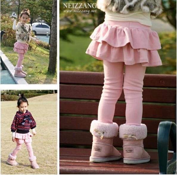 เลกกิ้งกระโปรง 2 ชั้น สีชมพู