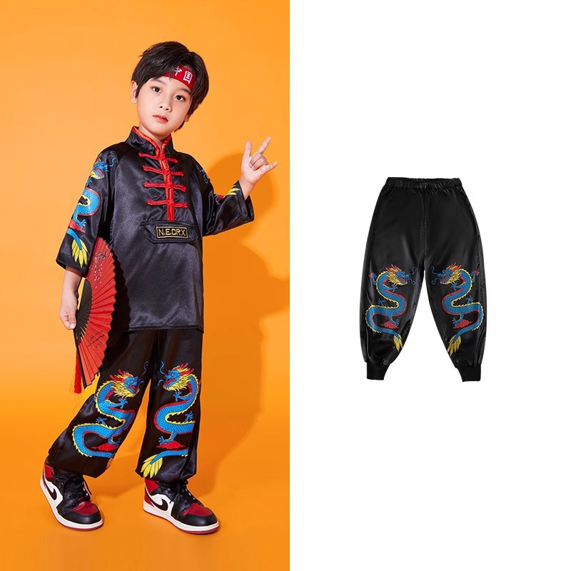 **พร้อมส่ง**ชุดจีน กี่เพ้า ชุดเซ็ตตรุษจีนสีแดง ลายมังกร