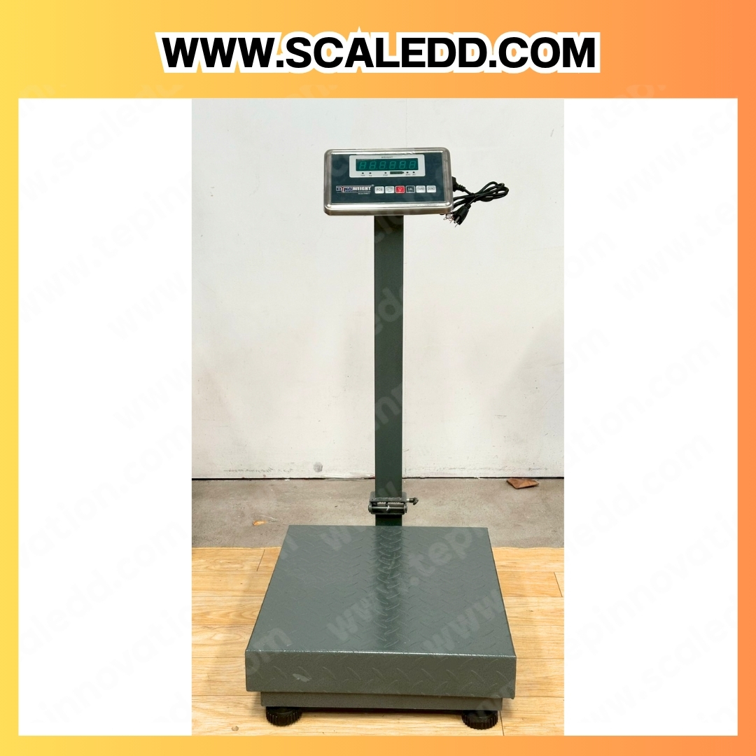 เครื่องชั่งดิจิตอลตั้งพื้นพร้อมล้อเลื่อน(เสาพับได้) 600kg ตาชั่งตั้งพื้นพร้อมล้อ600kg พิกัด 600kg ค่าละเอียด 100g ขนาดแท่นชั่ง 50x70cm. ยี่ห้อ Dynaweight รุ่น DW611