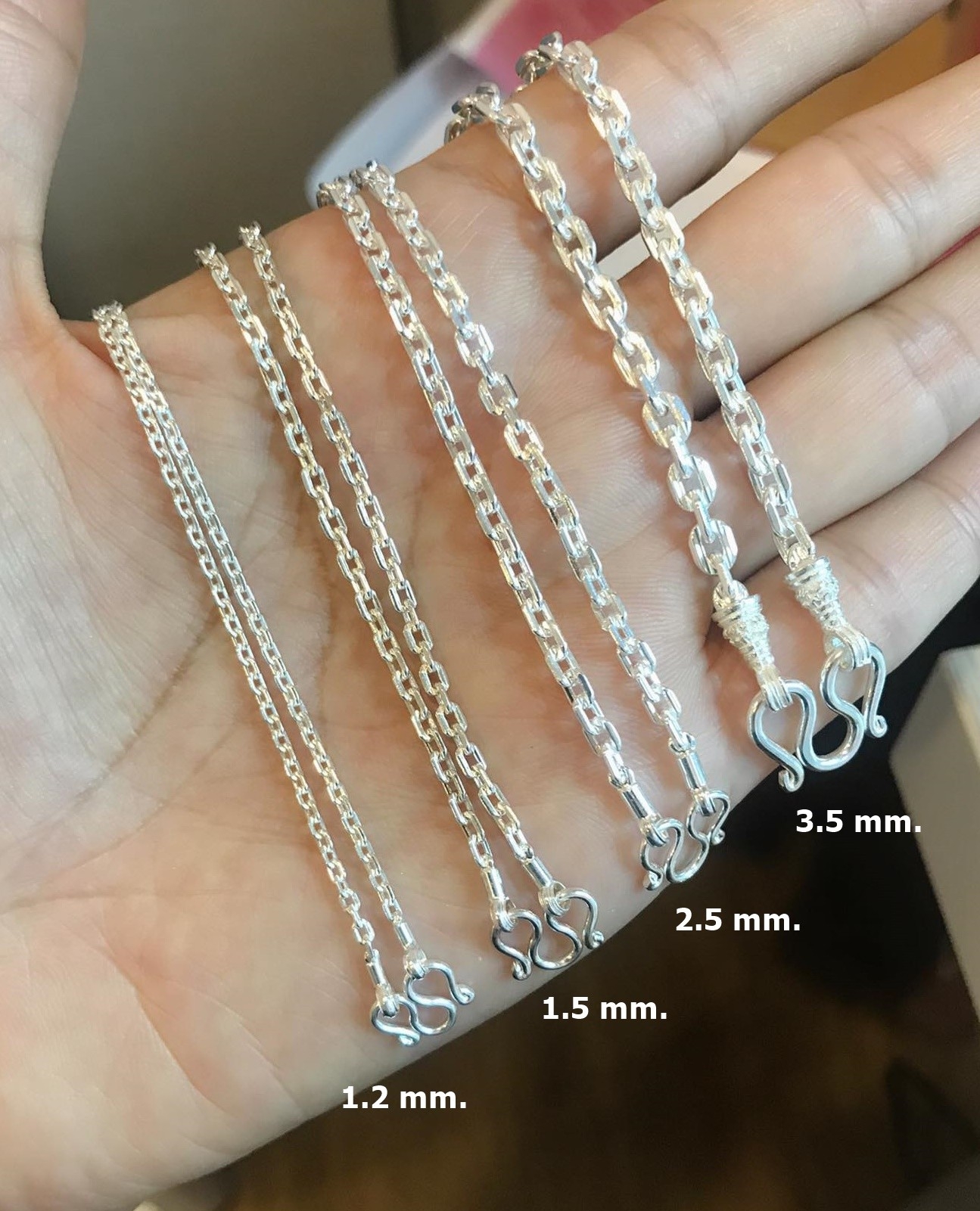 สร้อยคอเงินแท้92.5% ลายคตกิต-ตัดลาย หนัก 2 สลึง-1.5 บาท ยาว 16-28 นิ้ว(งานไทย)