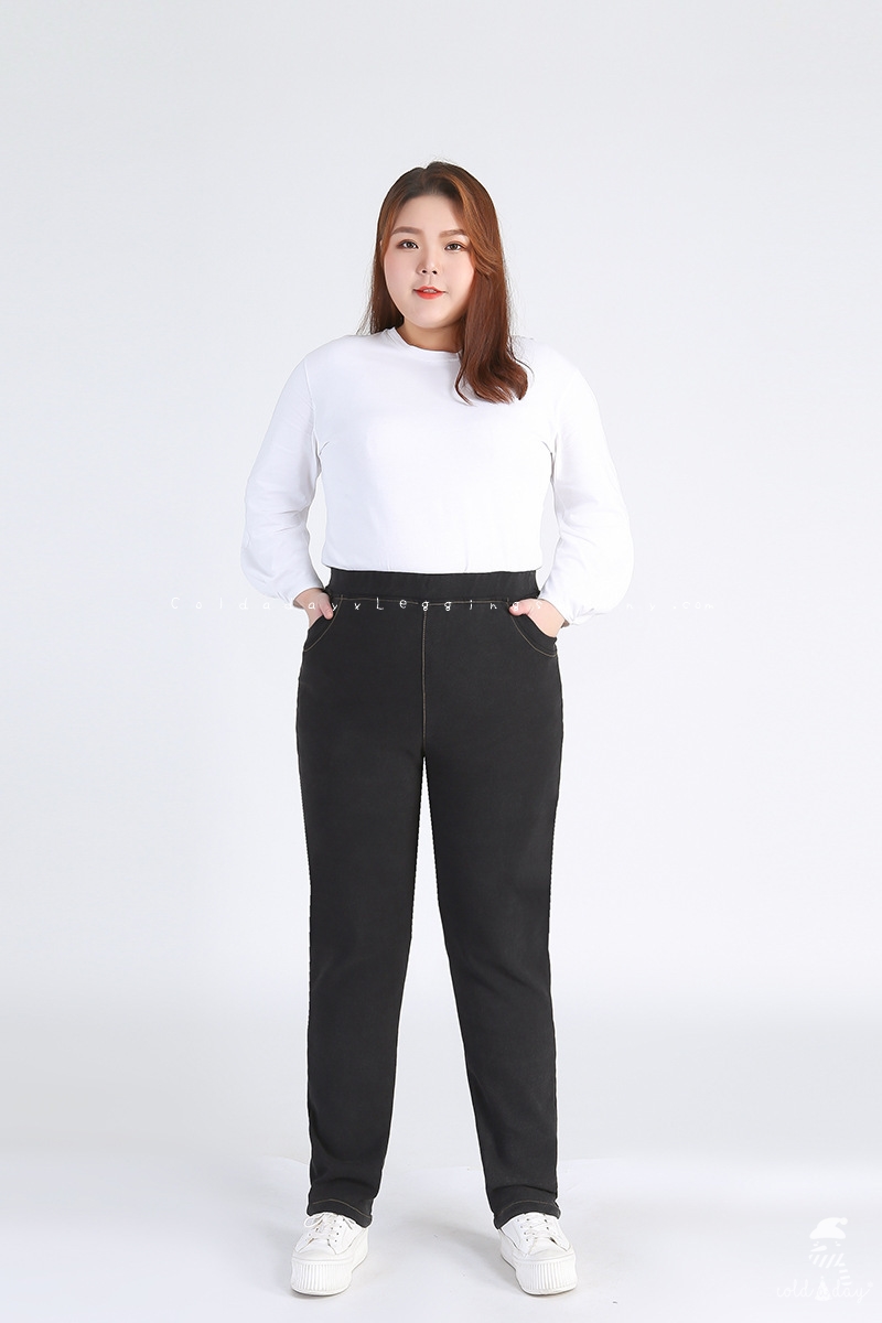 กางเกงยีนส์กันหนาว มีขนสัตว์ สำหรับสาวอ้วน สาวอวบ ไซส์ใหญ่ 2XL-9XL