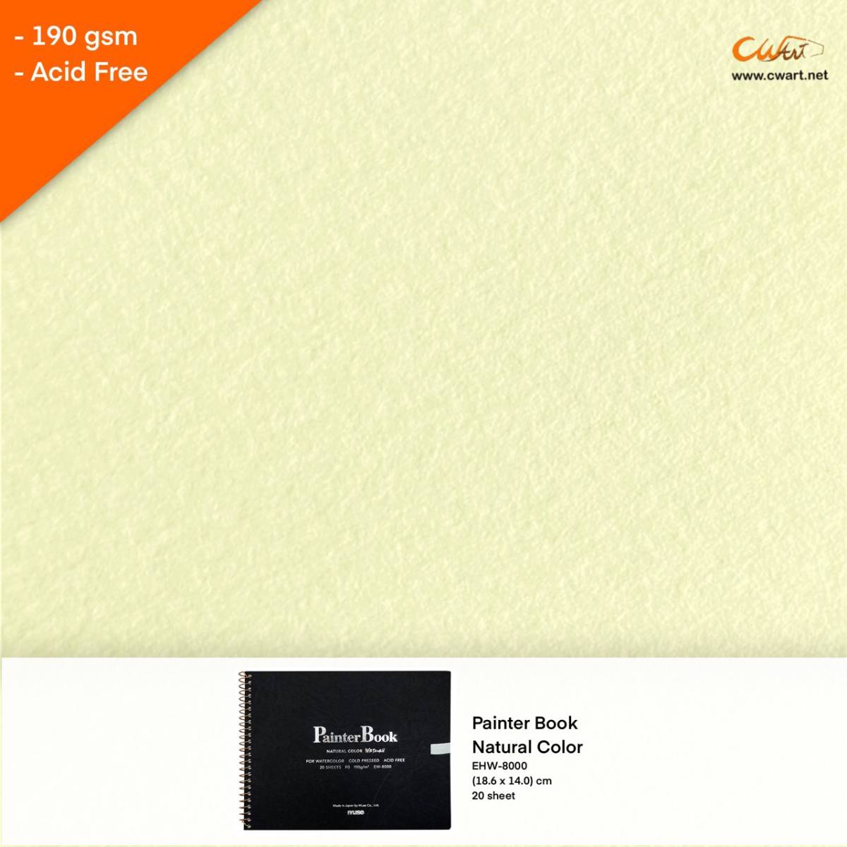 สมุด Muse Natural Color Wataukii Painter 190g 20แผ่น 18.6 x 14ซม.