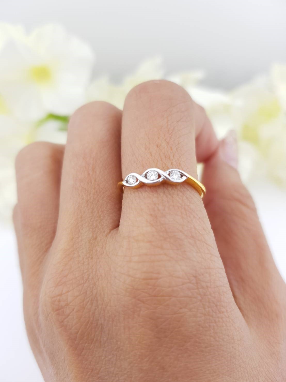 สั่งผลิตเพชรเบลเยี่ยมคัท แหวนแต่งงาน แหวนหมั้น ใส่เที่ยว ออกงาน แหวนทองคำ 18K เพชรแท้ 0.13 กะรัต 2.00 กรัม น้ำ 99 ราคาถูกมาก มีใบรับประกันค่ะ