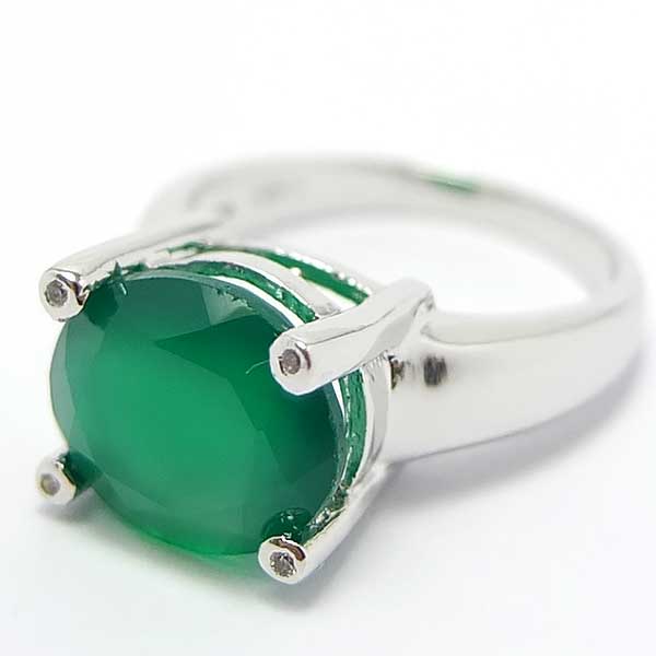 แหวนเงินแท้ราคาถูกชุบทองคำขาว พลอยแท้กรีนอะเกท 4.15 กะรัต เพชรCZ 0.028 กะรัต งานประณีตสวยงาม สั่งผลิตค่ะ