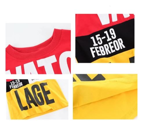 ชุดเต้น แดนซ์ชาย เสื้อแขนสั้น สีแดง+กางเกงขาสั้นขาว