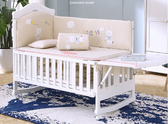 เตียงนอนเด็กไม้สีขาว รุ่นMulti funcition TP21035 (WD1)