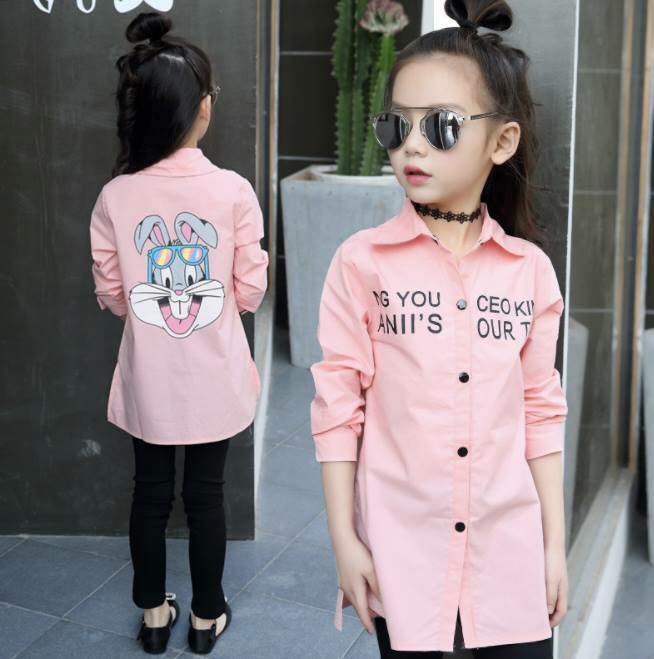 ชุดเด็ก : เสื้อแขนยาวลายกระต่าย สีชมพู