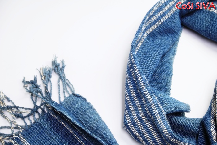 ผ้าพันคอผ้าฝ้ายย้อมคราม(Scarf - cotton dyeindigo