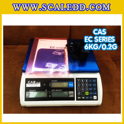 เครื่องชั่งนับจำนวนตั้งโต๊ะ6kg เครื่องชั่งน้ำหนัก6kg เครื่องชั่ง6kg กิโล ตาชั่งนับชิ้นงาน6kg เครื่องชั่งดิจิตอล6kg. ความละเอียด0.2g ยี่ห้อ CAS รุ่น EC (เครื่องชั่งผ่านตรวจรับรอง)
