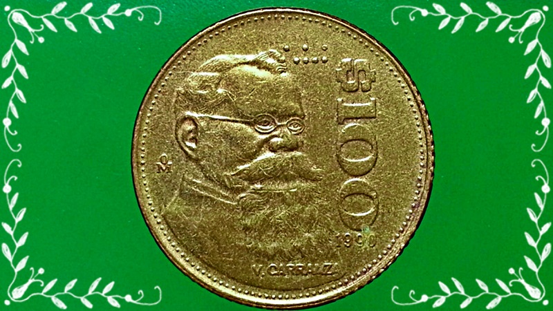 เหรียญ เงินตรา ประเทศ เม็กซิโก Pesos 1990