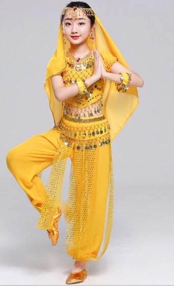 F ชุดเต้น ชุดระบำแขก จินนี่ แบบกางเกง