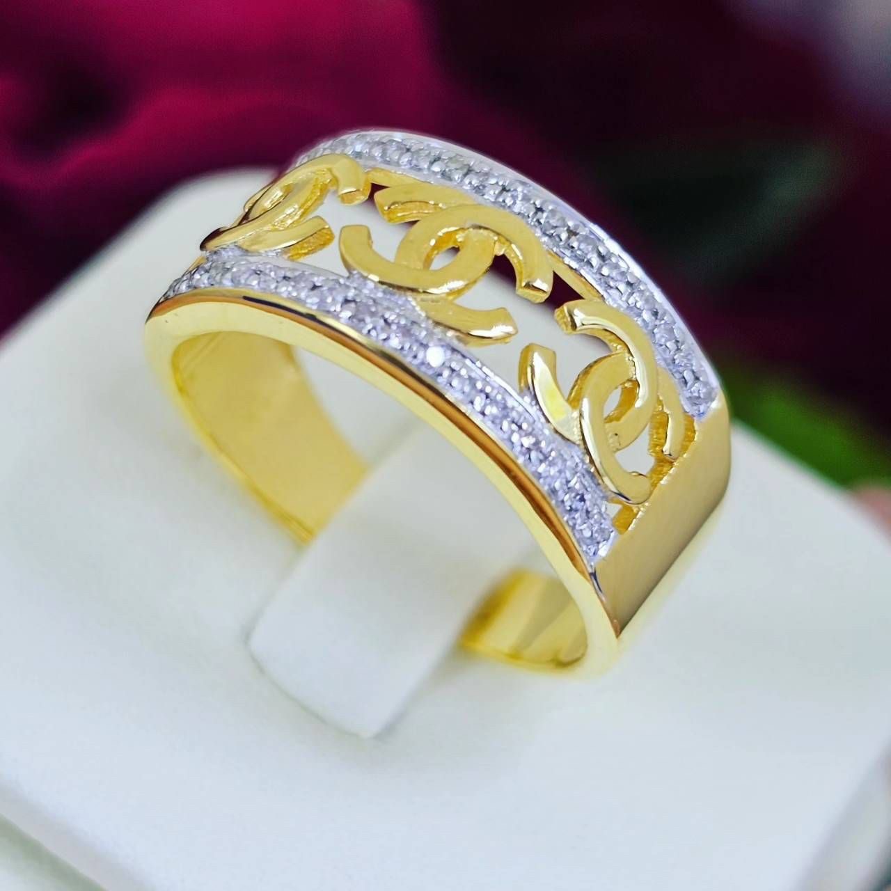 พร้อมส่งและสั่งผลิตแหวนเพชรแท้CCแบบไฮๆ แหวนแต่งงาน แหวนหมั้น ใส่เที่ยว ออกงาน แหวนทองคำ 9K เพชรกุหลาบแท้ 0.11 กะรัต 32 เม็ด ราคาถูกมาก ส่งฟรี