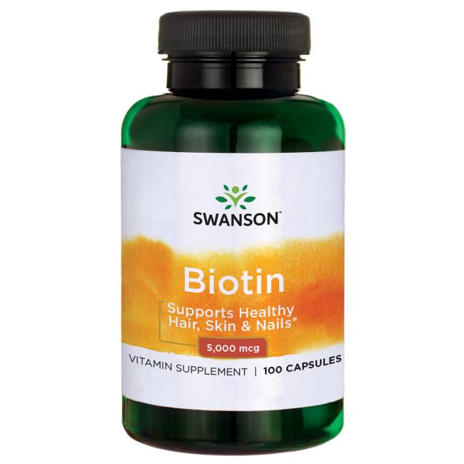 **พร้อมส่ง**Swanson Biotin 5,000 mcg,100 capsules ช่วยบำรุงผิว ผมและเล็บให้แข็งแรง ป้องกันผมหงอกก่อนวัยและลดการหลุดร่วงของเส้นผม