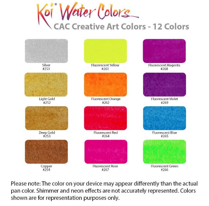 ชุดสีน้ำ Koi CAC โทนสีพิเศษ 12สี + พู่กันแทงค์