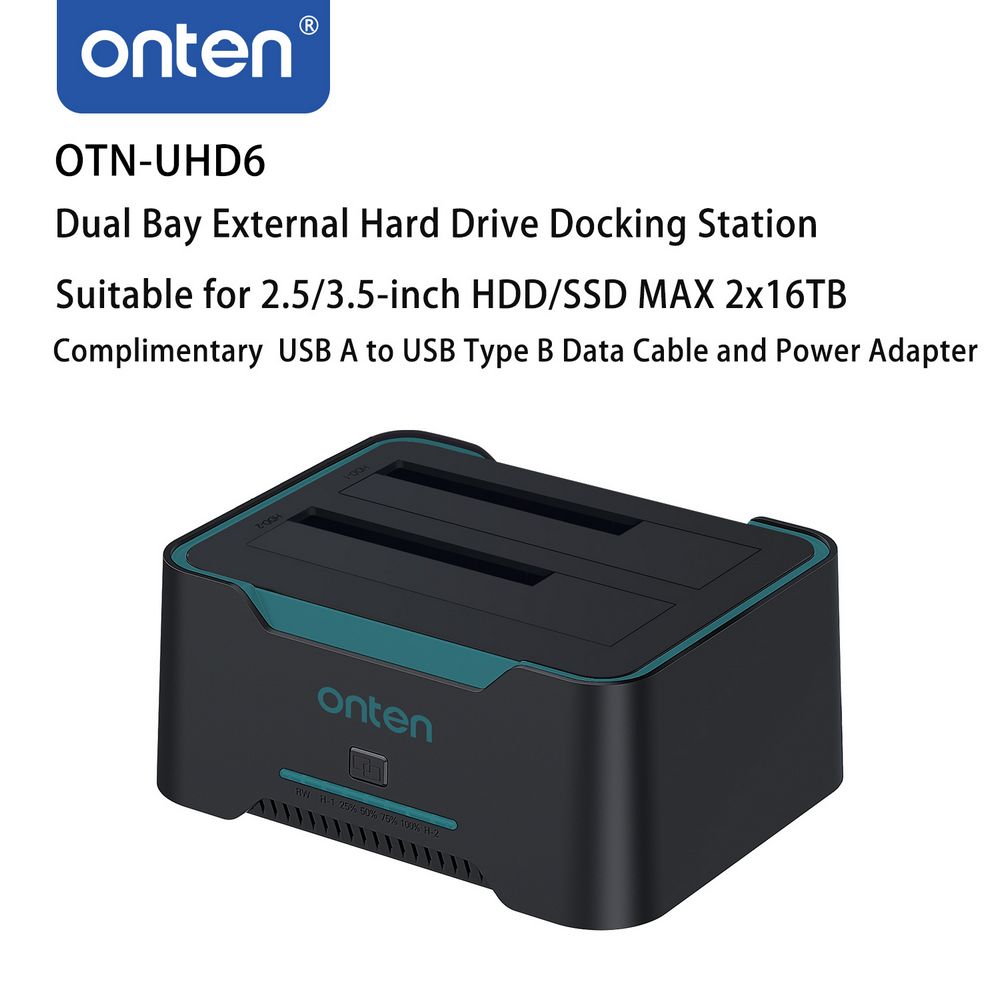 Dual Bay External Hard Drive Docking Station Support 16TB by Onten