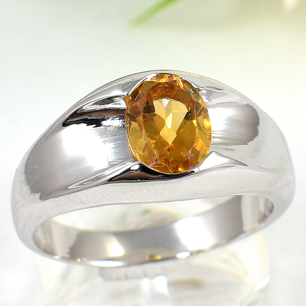 แหวนเงินแท้ราคาถูกชุบทองคำขาว ซิทรินแท้ 1.26 กะรัต งานประณีตสวยงาม สั่งผลิตค่ะ