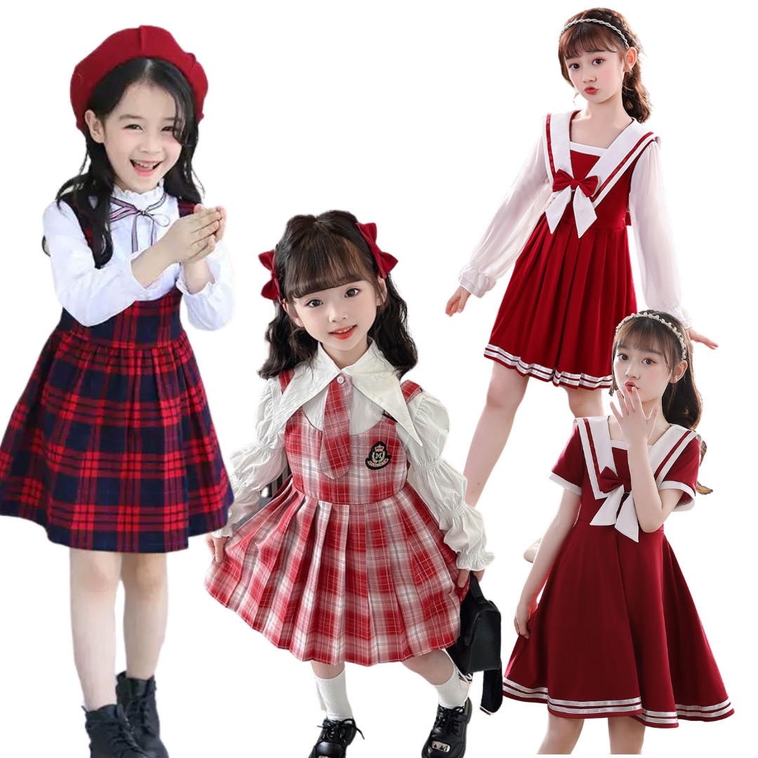 สินค้าพร้อมส่ง ชุดเสื้อแขนนยาว +เอี๊ยมกระโปรง ลายสก๊อต