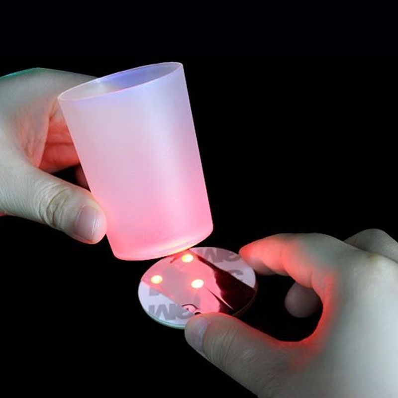 ที่รองแก้วไฟ LED 3M แบบเทปกาว ขนาด 4.5 ซม. สีแดง