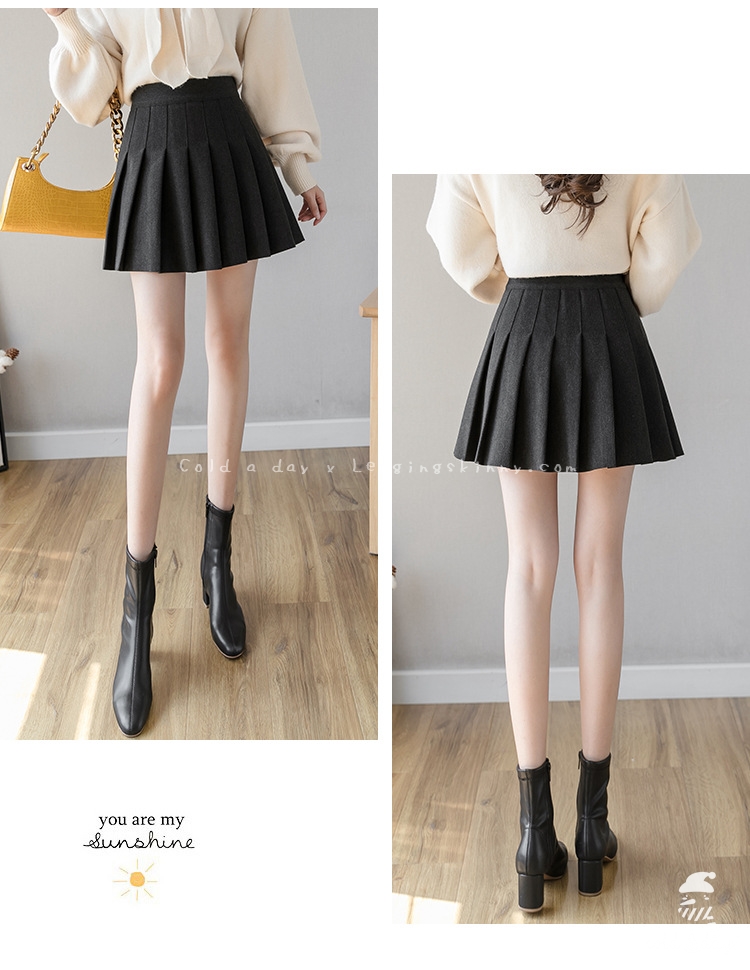 กระโปรงวูลเกาหลีทรงพรีท มี 3 สี S-2XL