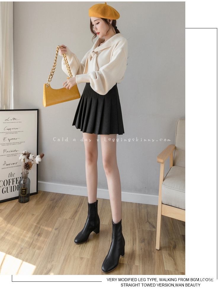 กระโปรงวูลเกาหลีทรงพรีท มี 3 สี S-2XL