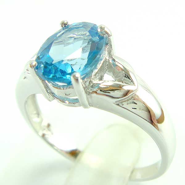 แหวนเงินแท้ราคาถูกชุบทองคำขาว สวิสบลูโทปาซแท้ 1.60 กะรัต งานประณีตสวยงาม สั่งผลิตค่ะ