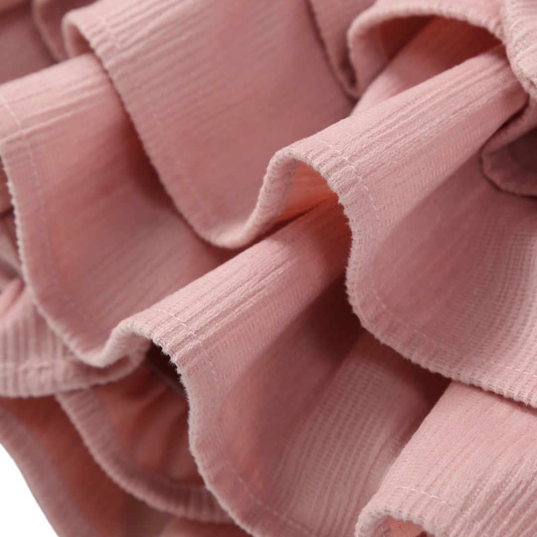 กระโปรง เด็กผู้หญิง ทรงขนมชั้น สีพื้น มีซับระบายชั้นติดโบว์