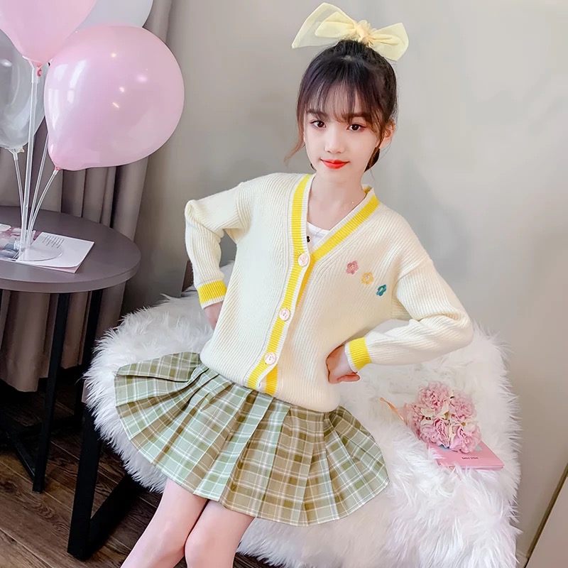 F-กันหนาว: เสื้อกันหนาวเด็ก ไหมพรม คาดิแกน สีพาสเทล