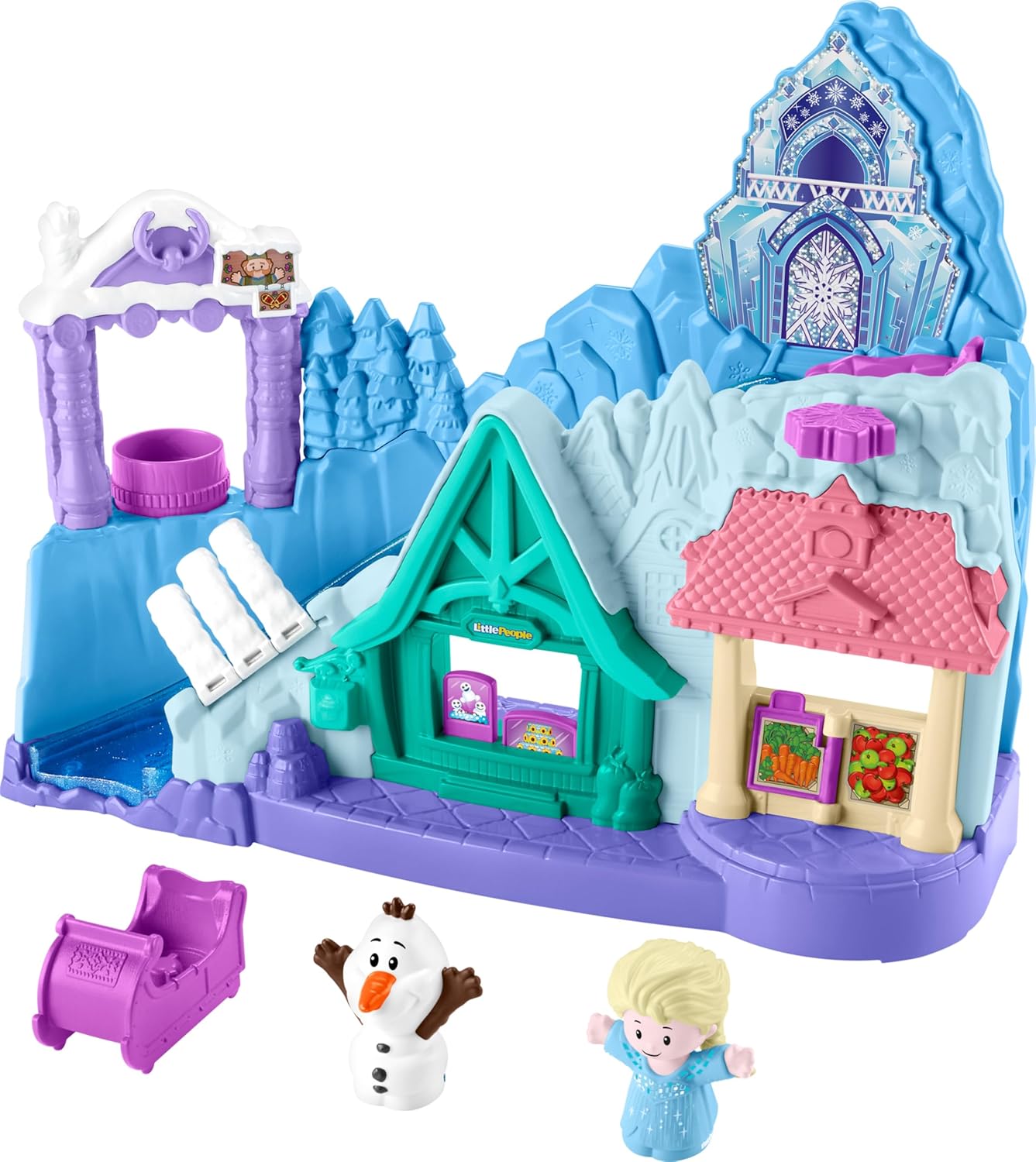 ปราสาท Disney Frozen Arendelle Sledding Adventures Little People Toddler Playset With 2 Figures