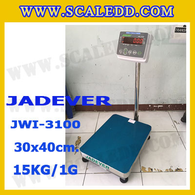 เครื่องชั่งดิจิตอลตั้งพื้น 15kg ยี่ห้อ JADEVER รุ่น JWI-3100 II ขนาดแท่น 30x40cm. เครื่องชั่งน้ำหนัก15กิโล เครื่องชั่งดิจิตอลชั่งน้ำหนัก15kg ตาชั่ง15kg ตาชั่งดิจิตอล15kg เครื่องชั่งดิจิตอล15kg พิกัดน้ำหนัก 15kg ค่าละเอียด 1g