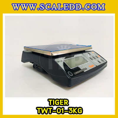 เครื่องชั่งน้ำหนักดิจิตอลตั้งโต๊ะ พิกัด3กิโลกรัม ความละเอียด0.1g ยี่ห้อ TIGER รุ่น TWT (เครื่องชั่งผ่านตรวจรับรองจากสำนักชั่งตวงวัด)