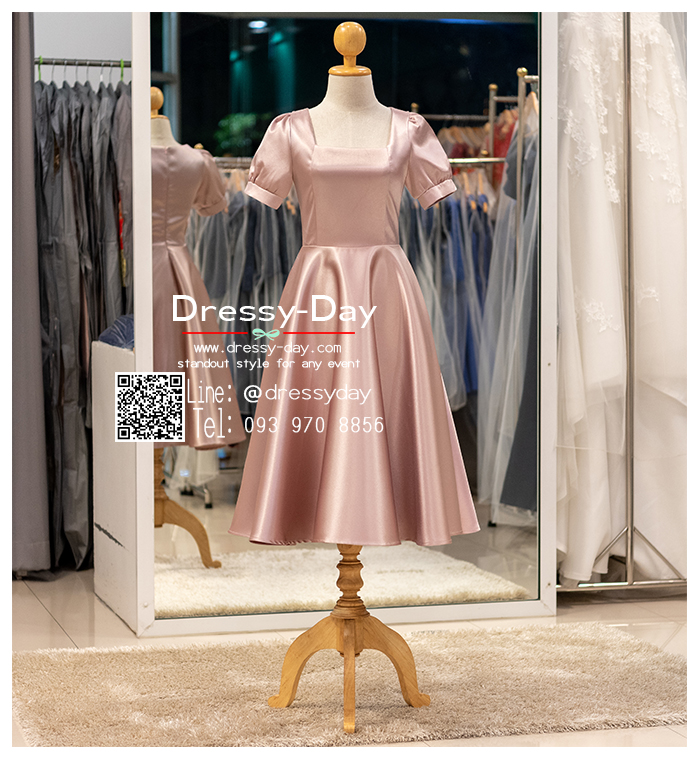 รหัส ชุดราตรี :PFS090 ชุดราตรีสั้น ชุดไปงานแต่งกลางวัน กลางคืน พร้อมส่ง มีแขน กระโปรงทวิสต์ สวย หวาน หรู น่ารักสไตล์คุณหนู คนอ้วนก็ใส่สวยค่ะ