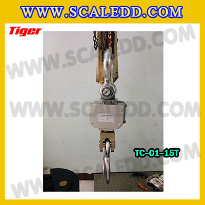ตาชั่งแขวน15ตัน เครื่องชั่งแขวน15ตัน เครื่องชั่ง15ตัน เครื่องชั่งแขวนดิจิตอล15ตัน พิกัด 15ตัน ค่าละเอียด 5กิโลกรัม ตะขอหมุนได้360องศา เครื่องชั่งแขวนยี่ห้อ TIGER รุ่น TC-01