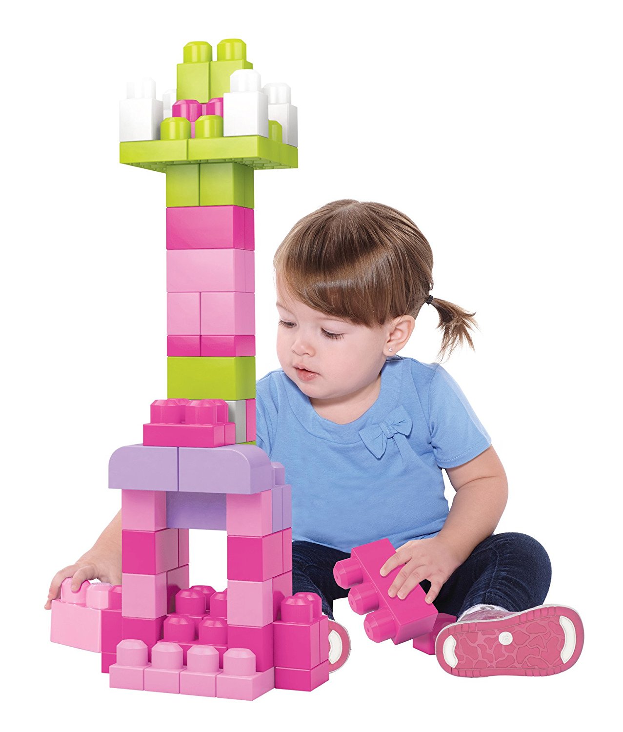 ตัวต่อตัวใหญ่เสริมสร้างจินตนาการ Mega Bloks Big Building Bag, 60-Piece (Pink) จำนวน 60 ชิ้น