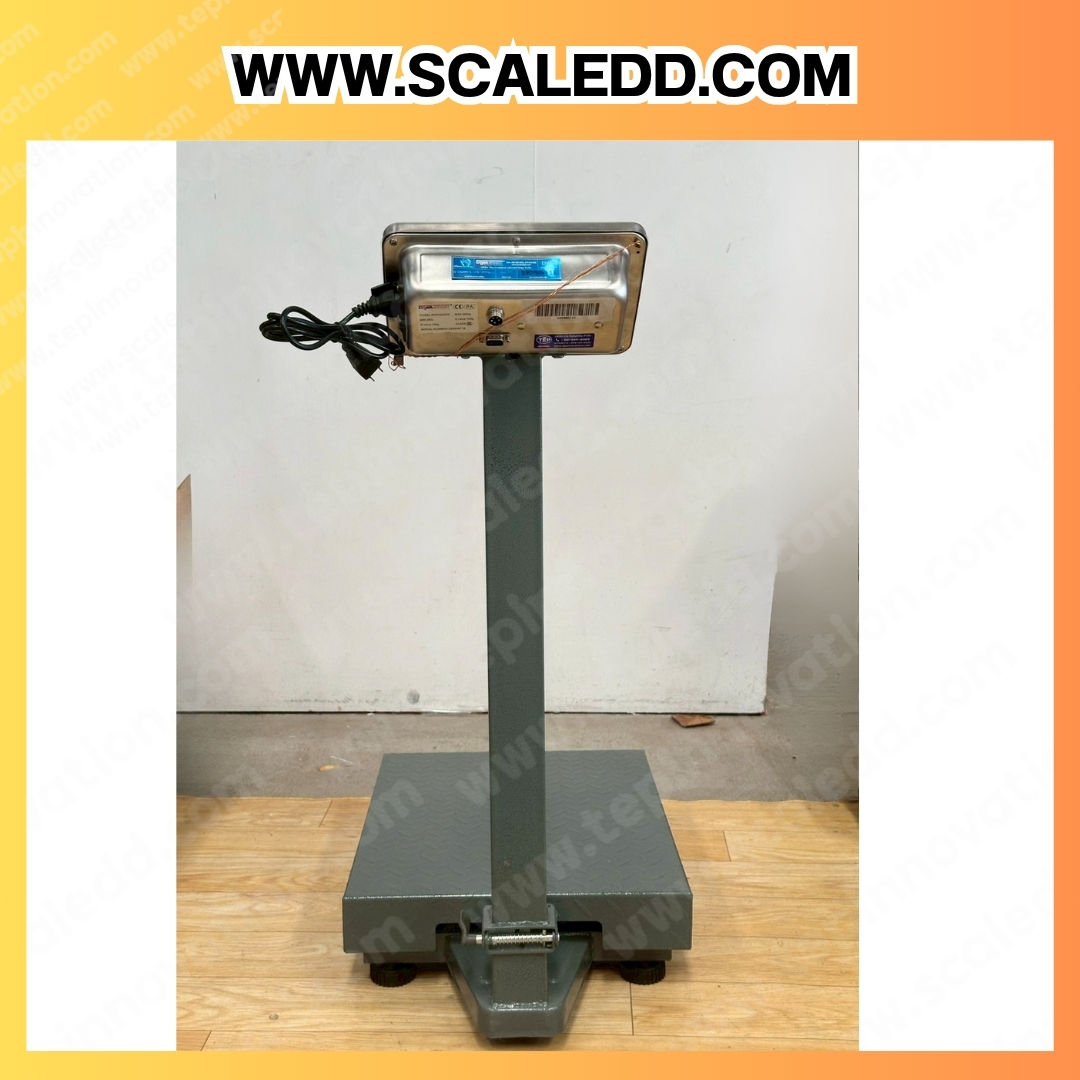 เครื่องชั่งดิจิตอลตั้งพื้นพร้อมล้อเลื่อน(เสาพับได้) 600kg ตาชั่งตั้งพื้นพร้อมล้อ600kg พิกัด 600kg ค่าละเอียด 100g ขนาดแท่นชั่ง 50x70cm. ยี่ห้อ Dynaweight รุ่น DW611