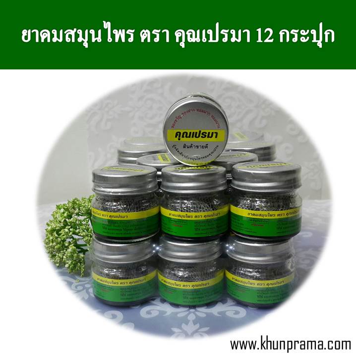 ยาดมสมุนไพร คุณเปรมา(กระปุกพลาสติก)จำนวน 12 กระปุก