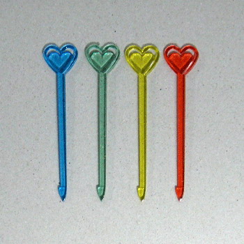 ส้อมจิ้มค็อกเทล สีใส รูปหัวใจ