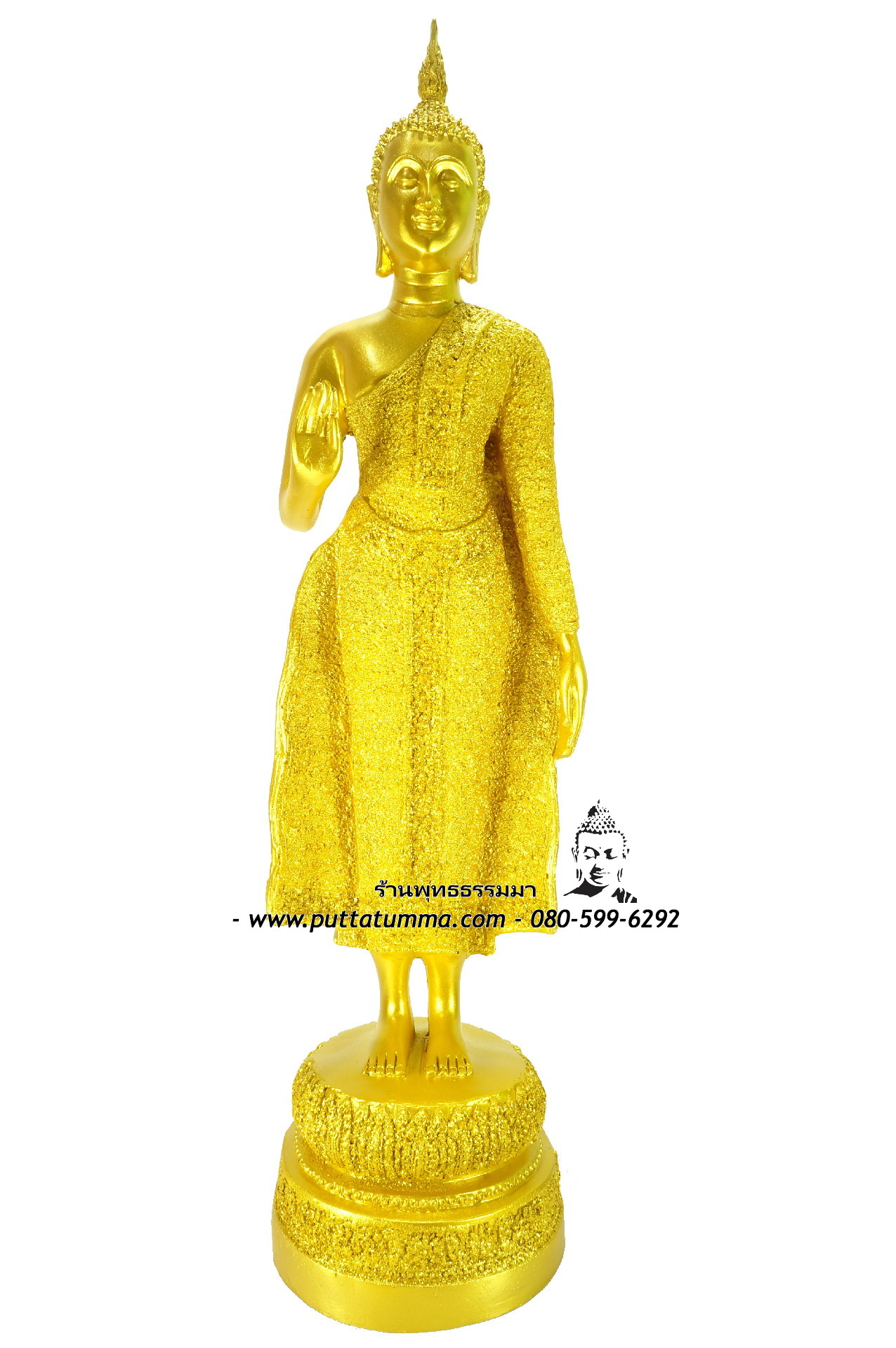 พระประจำวันจันทร์ เนื้อเรซิ่น พ่นทอง ขนาด 9 นิ้ว สูง 23 นิ้ว