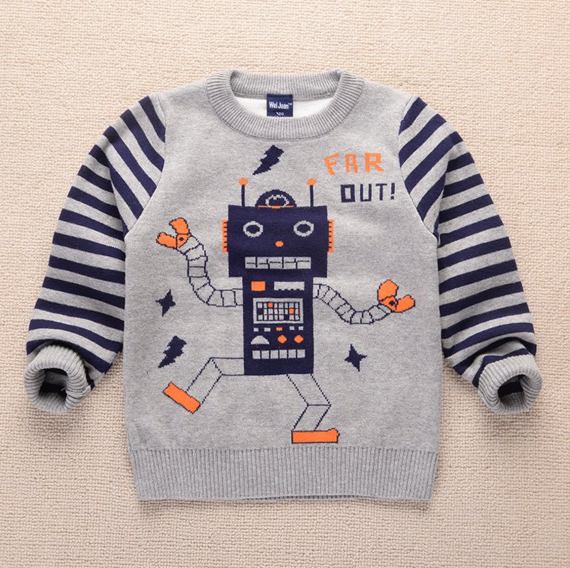 เสื้อกันหนาว ไหมพรม Robot สีเทา