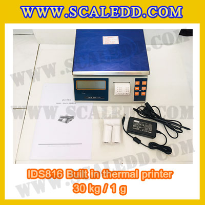 เครื่องชั่งดิจิตอล พิกัดน้ำหนัก 30kg Built-in thermal printer ยี่ห้อ SDS รุ่น IDS816 ค่าละเอียด 1g