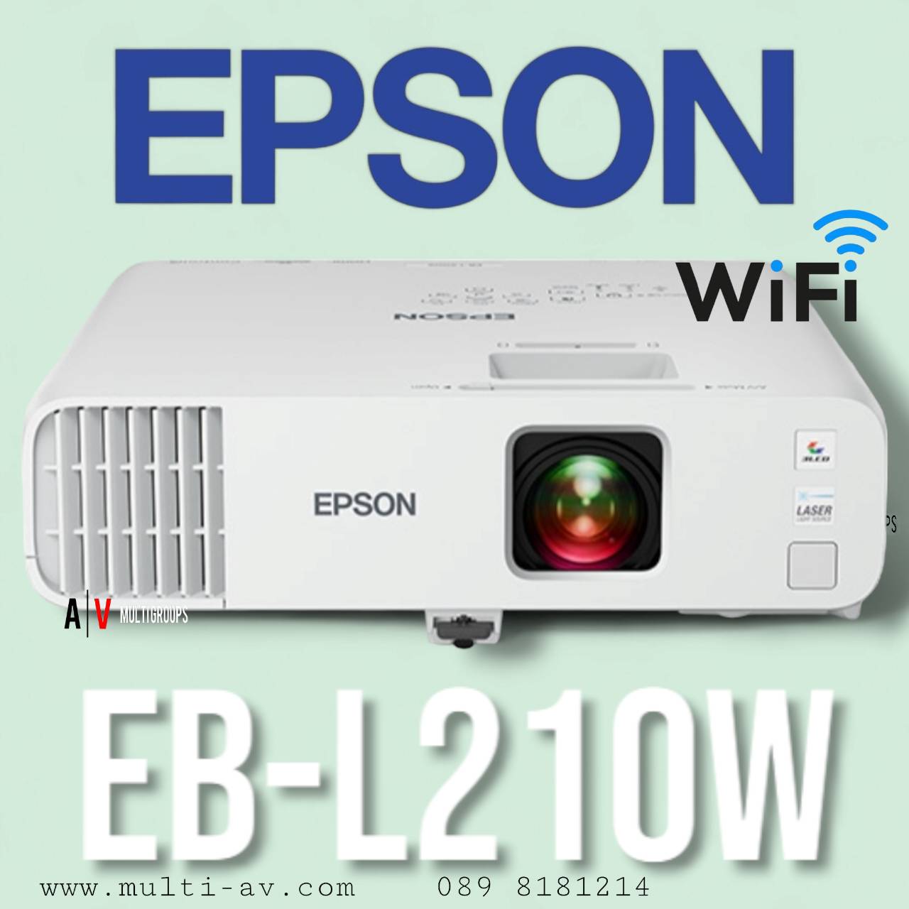 EPSON EB-L210W 3LED+LASER มีWireless ความสว่าง 4500 Ansi ความละเอียด 1280x800 WXGA Contrast 2,500,000:1 น้ำหนัก 4.1 kg.