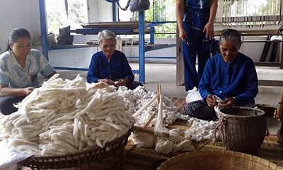 THAICOTTONSIVA ผ้าฝ้ายเข็นมือสีดอกฝ้าย (Cotton of Handwoven ( light brown)) สีดอกฝ้าย 100 CM