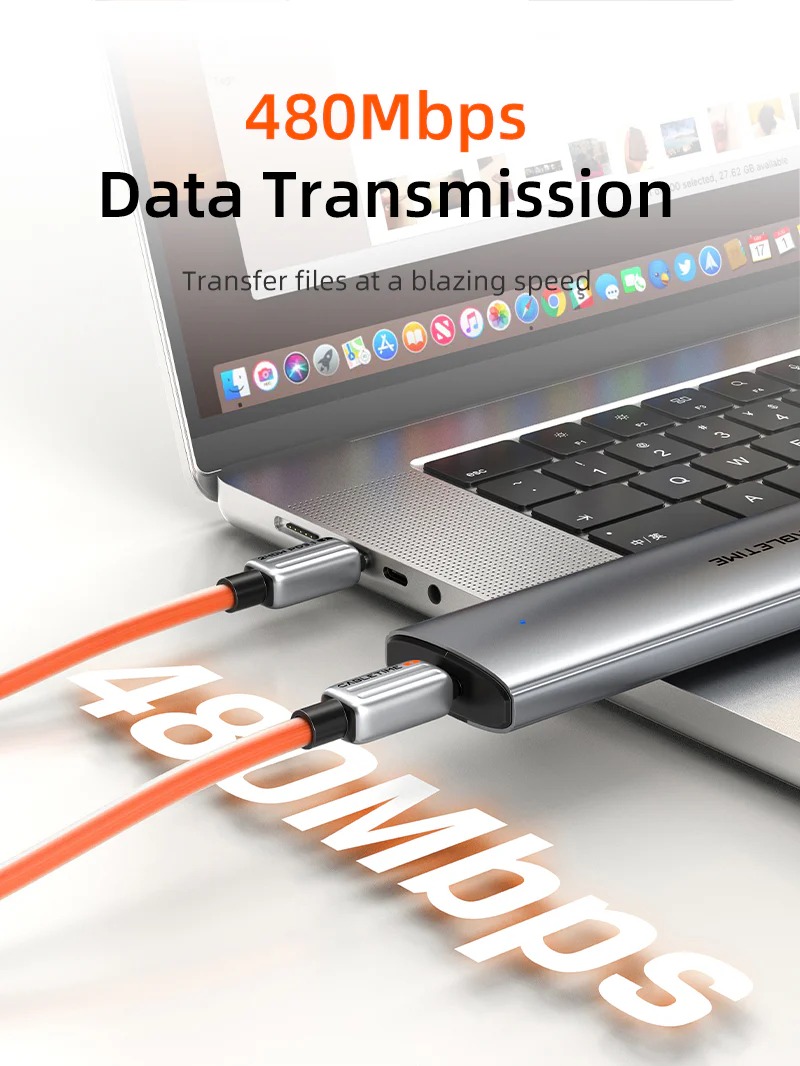 Fast 240W USB-C Charge Cable 2M for iPhone 15 Pro Max, Macbook, Smartphone by Cabletime