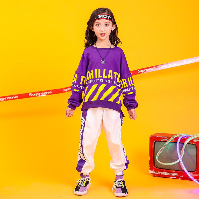 พร้อมส่ง ชุดเต้น ชุดแดนซ์ เซ็ตสีม่วง-ขาว