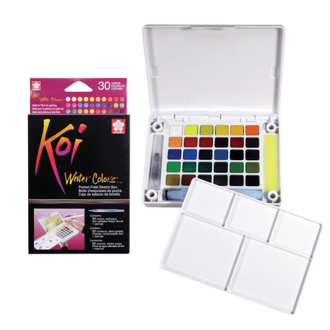 ชุดสีน้ำ Koi 30สี + พู่กันแทงค์