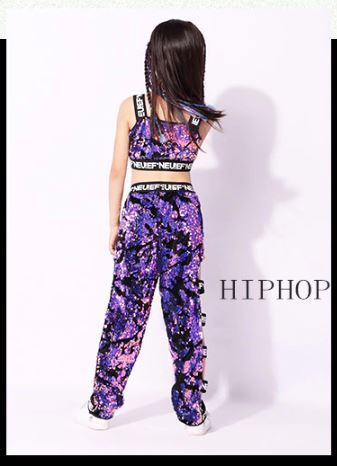 ชุดเต้น ชุดแดนซ์ สีม่วง ปักเลื่อม พร้อมเสื้อแจ๊คเก็ต